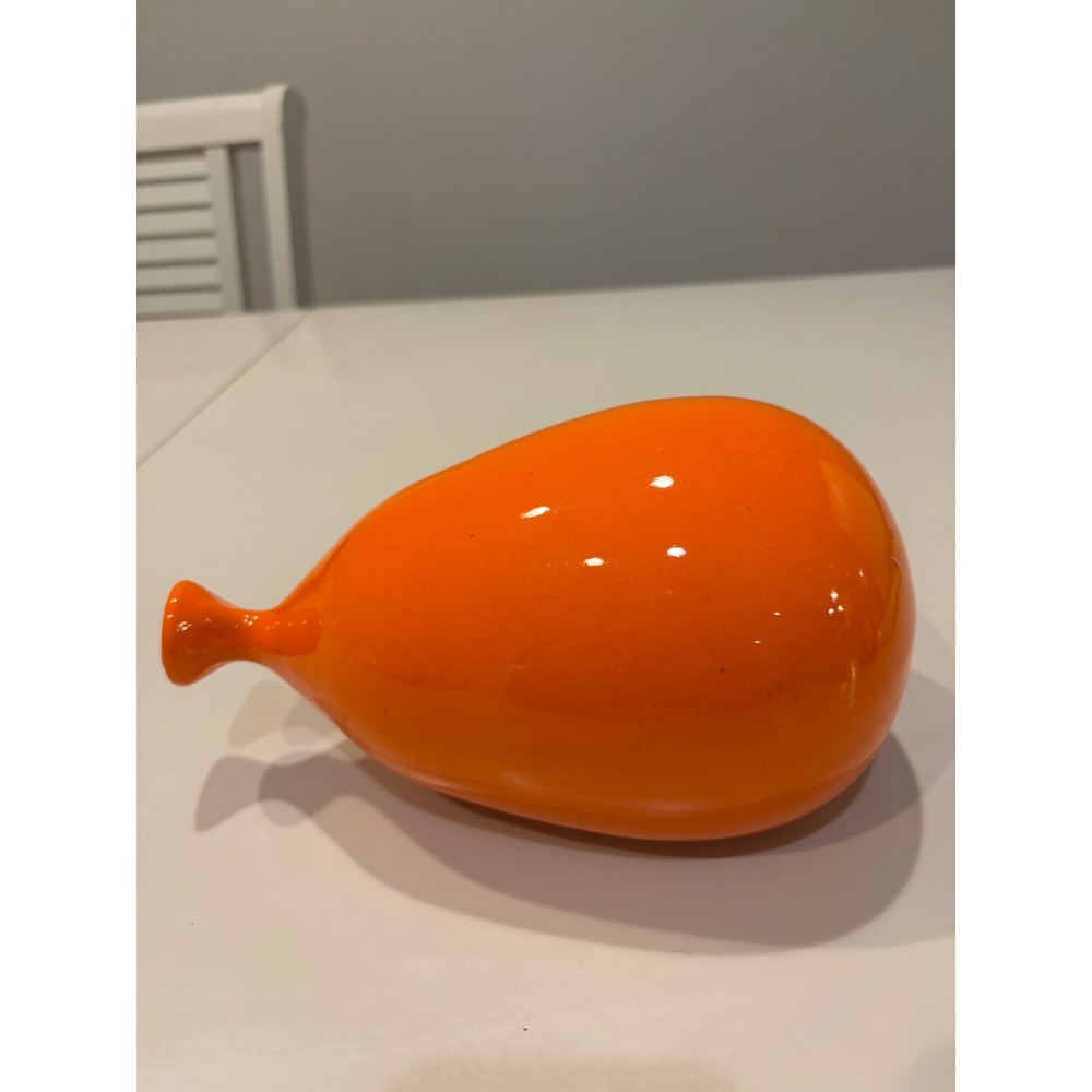 Vintage Orange Ceramic Balloon Wall Hanging Sculpture Glossy Modern Home Decor